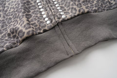 Omirad Studded Cross Cropped Zip Hoodie