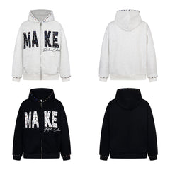 Omirad “MAKE” Studded Zip Hoodie