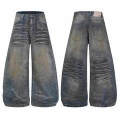 Omirad Vintage Whiskered Wide-Leg Jeans