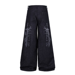 Omirad Gothic Cross Wide-Leg Jeans