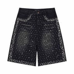 Omirad Pearl Studded Denim Shorts