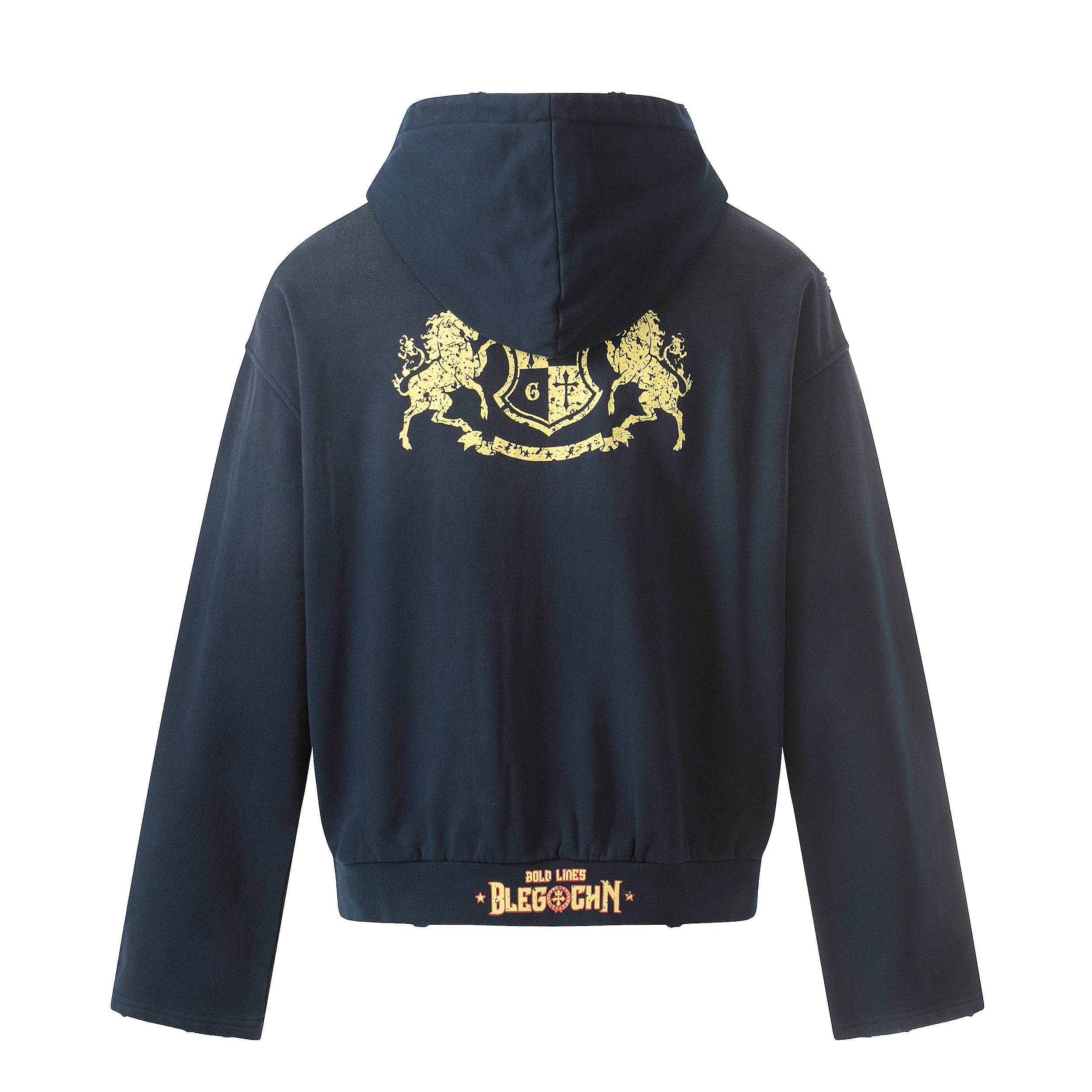Omirad Distressed Crest Zip-Up Hoodie