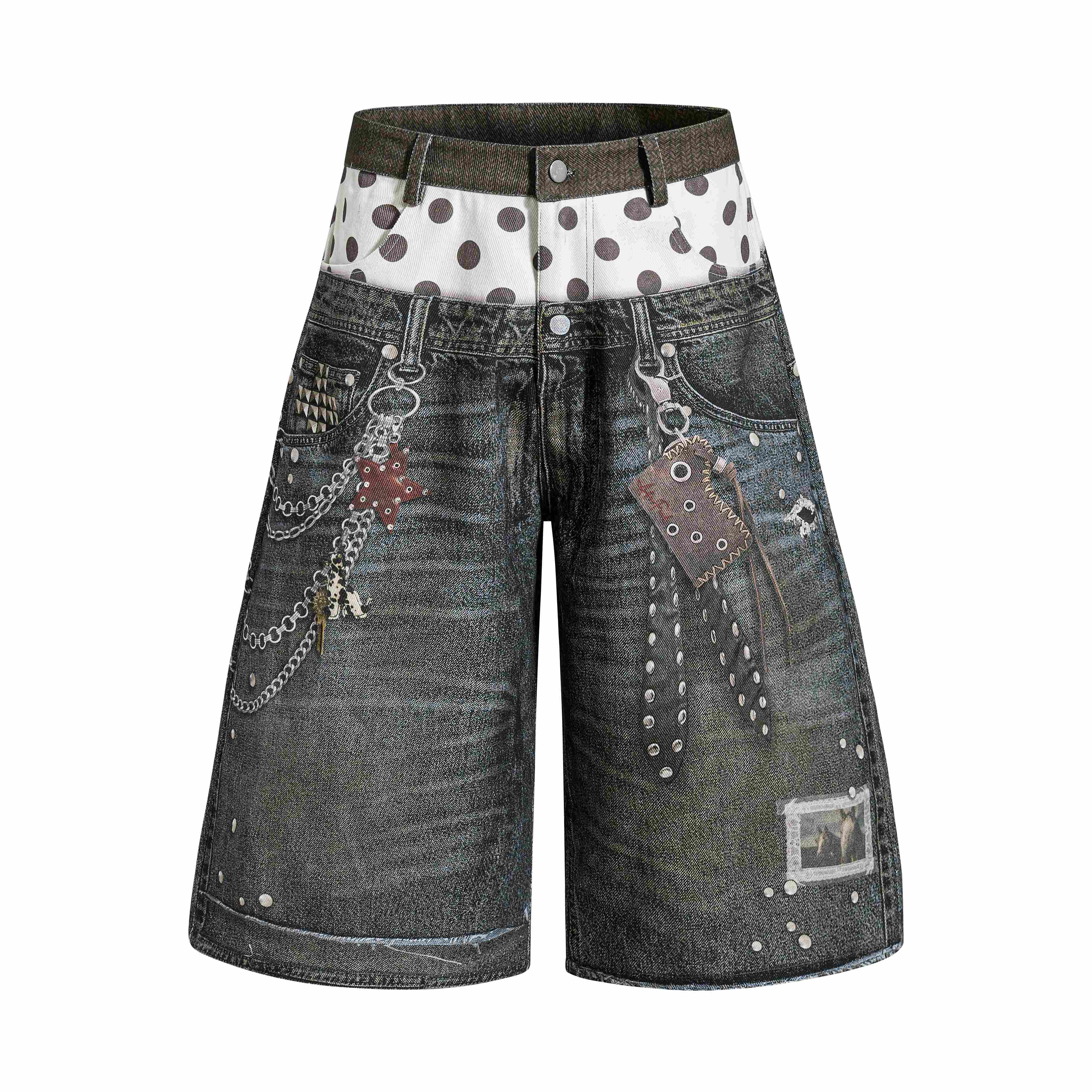 Omirad Layered Punk Denim Jorts