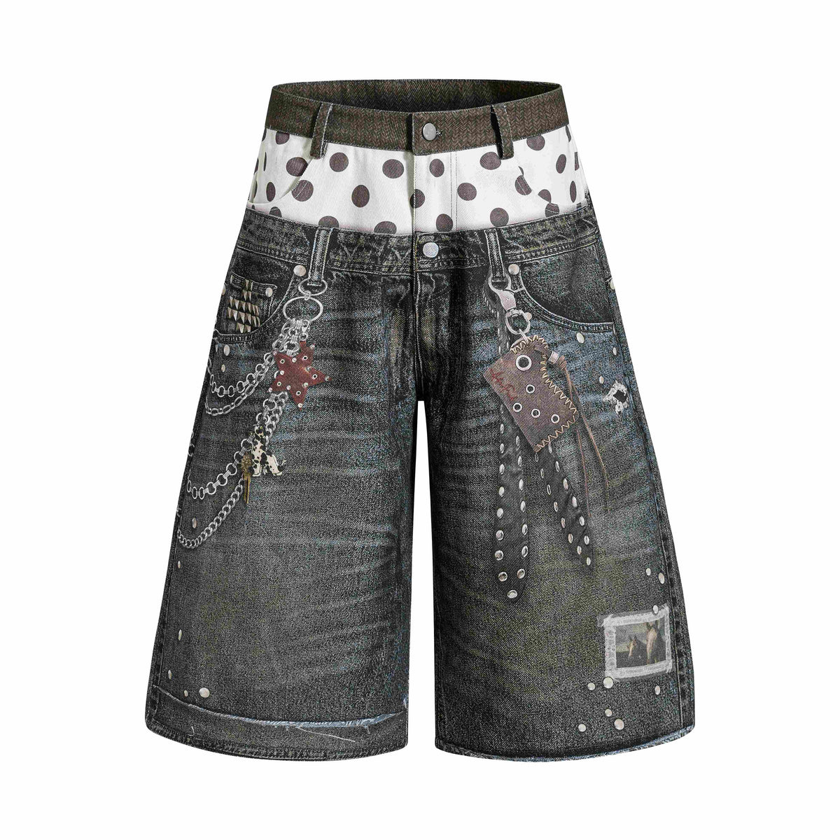 Omirad Layered Punk Denim Jorts