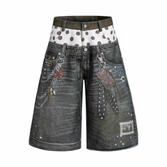 Omirad Layered Punk Denim Jorts