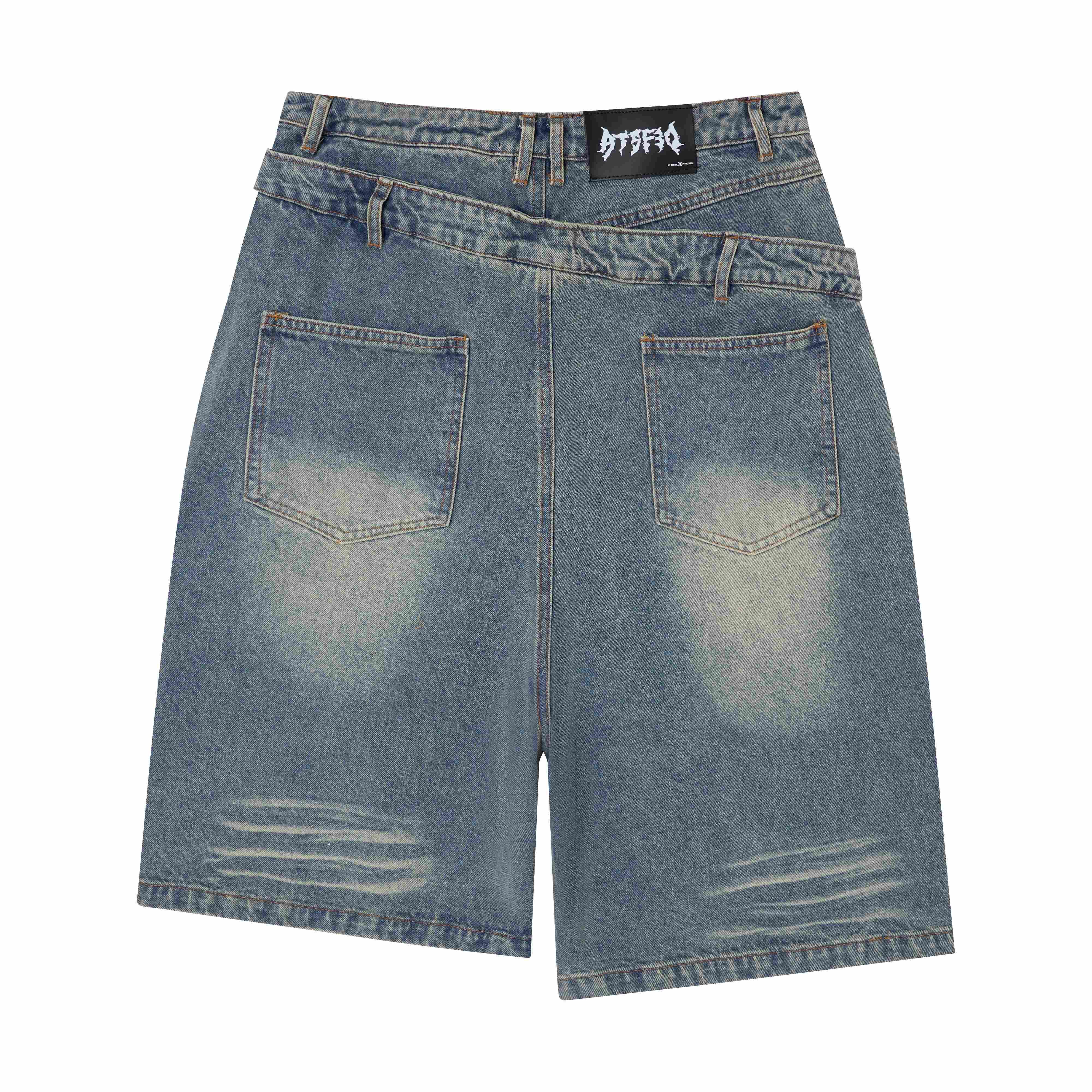 Omirad Distressed Layered Waist Denim Shorts