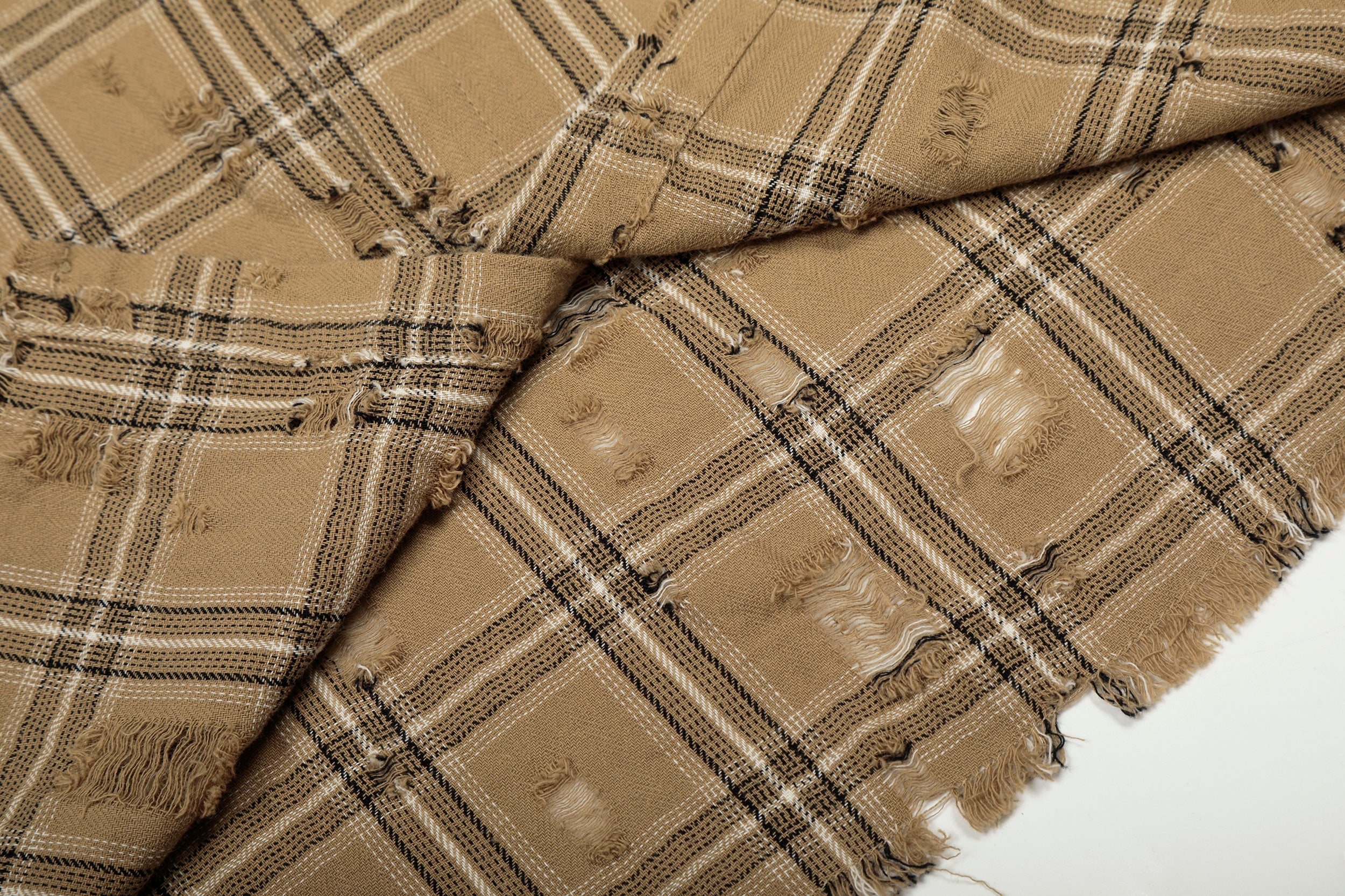 Omirad Distressed Plaid Shirt Jacket