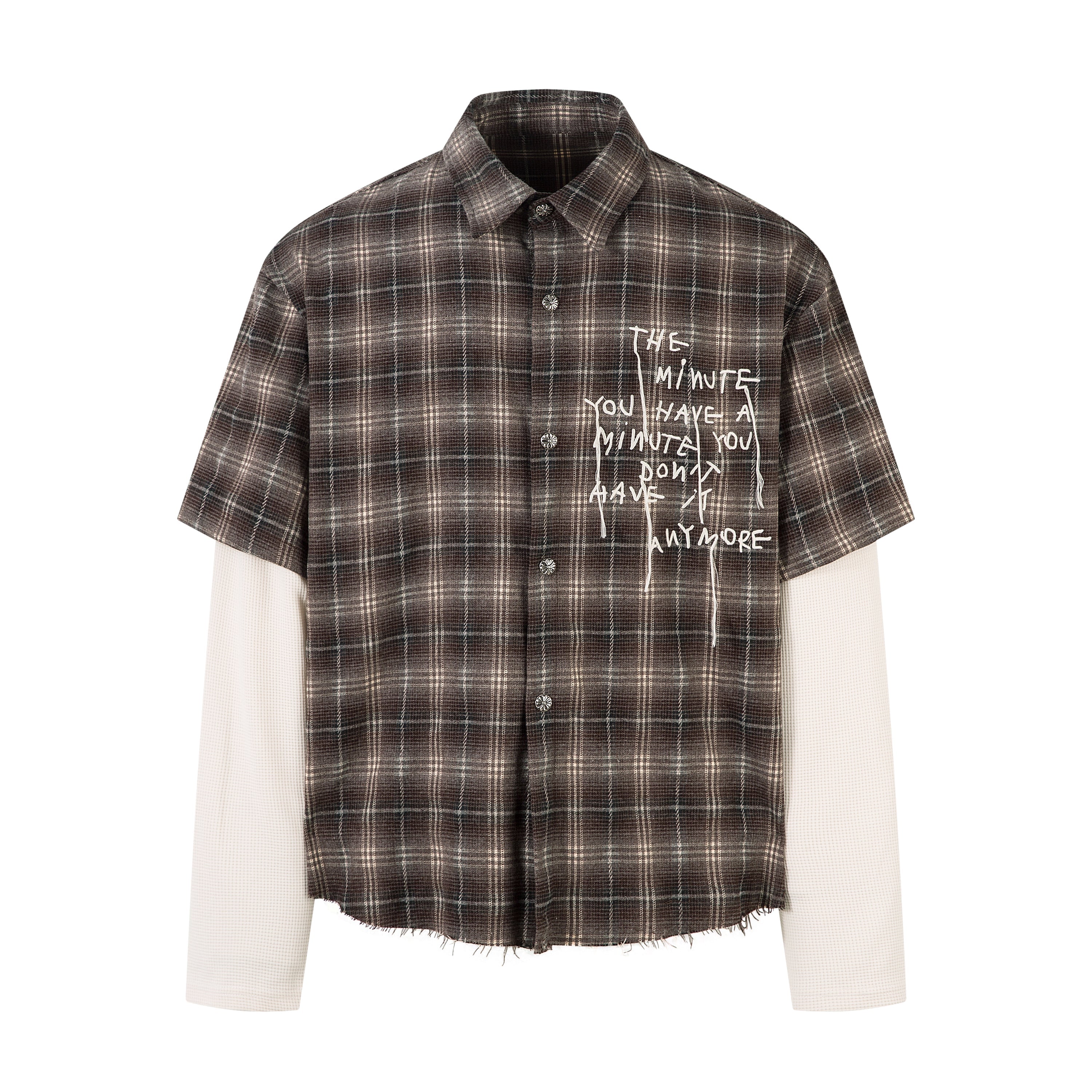 Omirad Layered Plaid Fringe Shirt