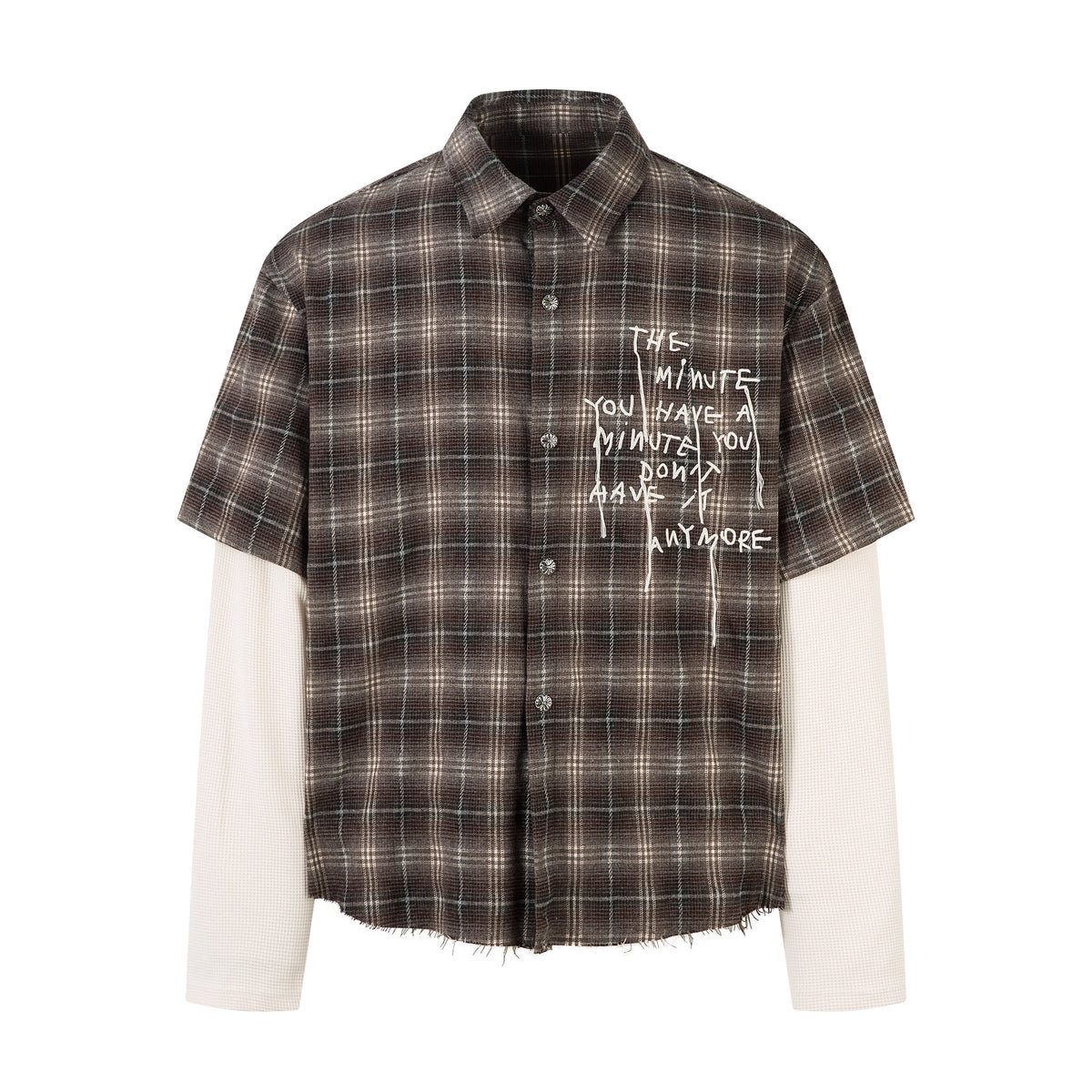 Omirad Layered Plaid Fringe Shirt