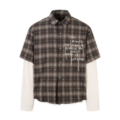 Omirad Layered Plaid Fringe Shirt