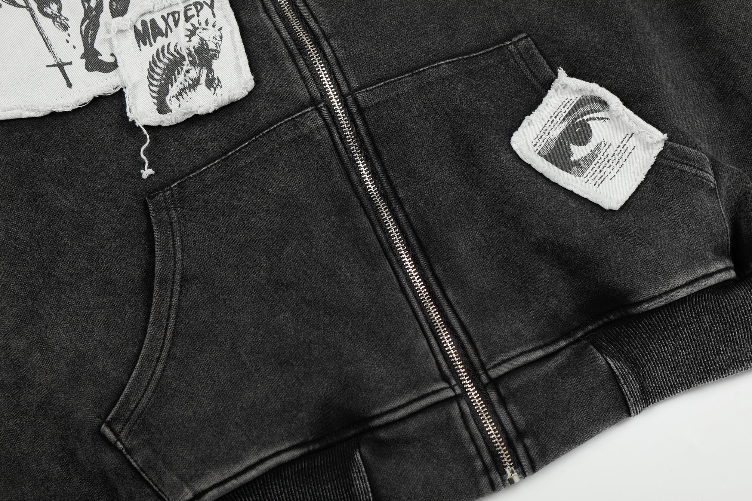 Omirad Distressed Graphic Zip Hoodie
