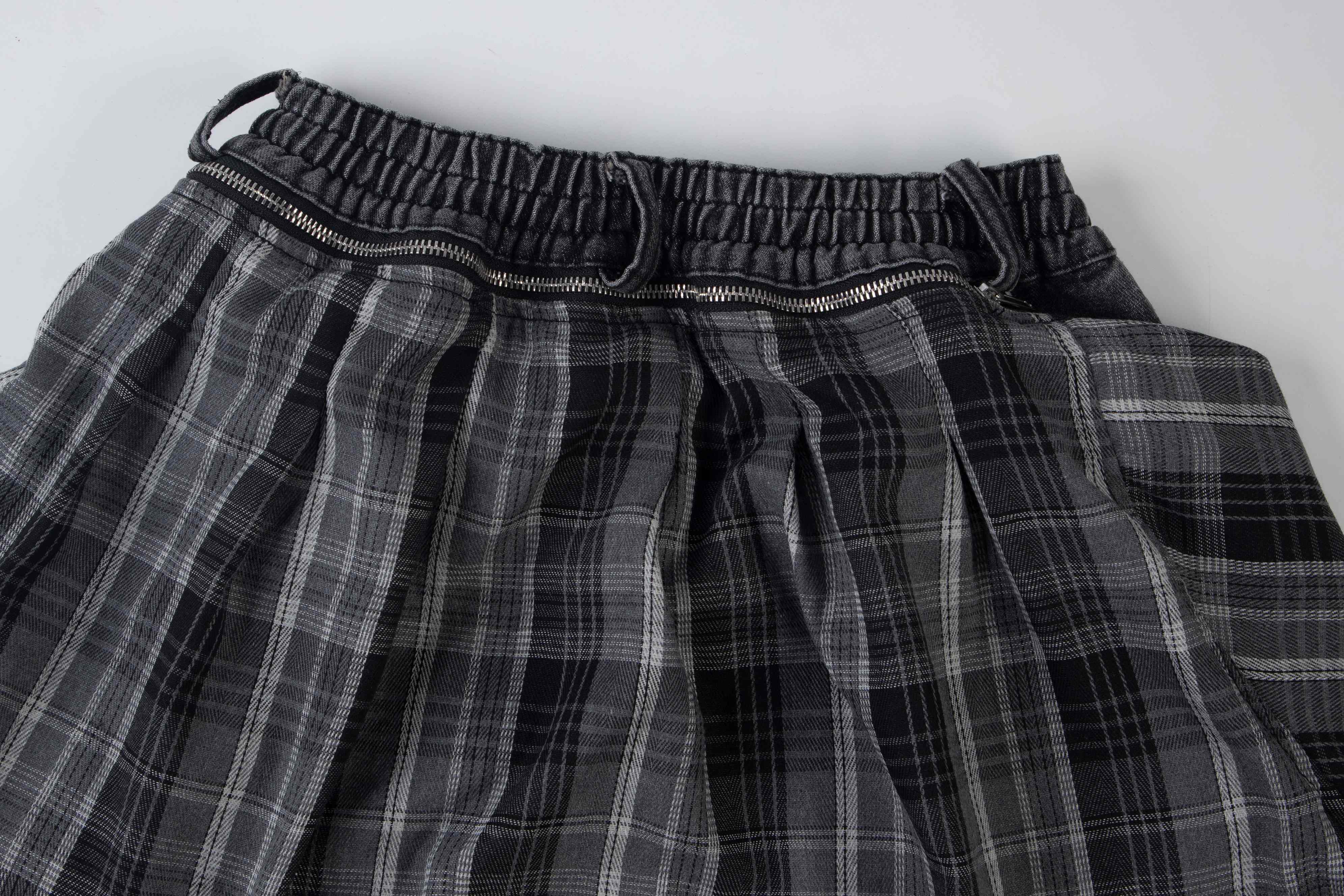 Omirad Layered Plaid Baggy Jeans