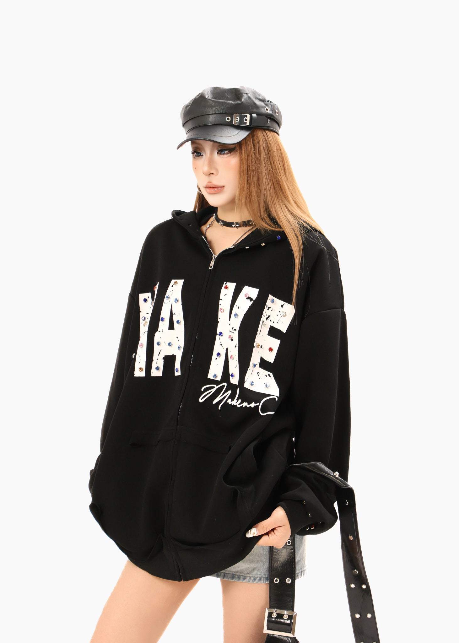 Omirad “MAKE” Studded Zip Hoodie