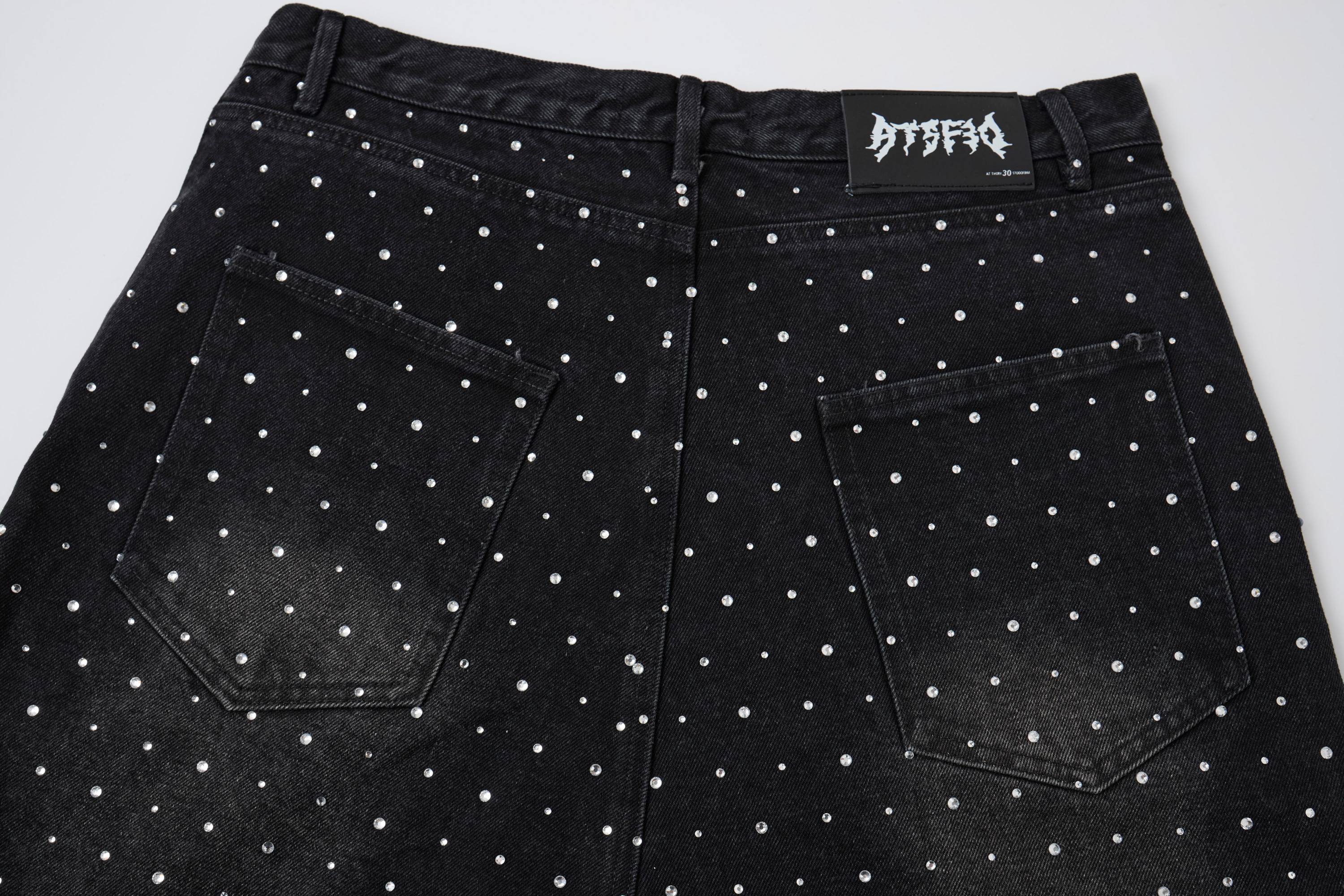 Omirad Pearl Studded Denim Shorts
