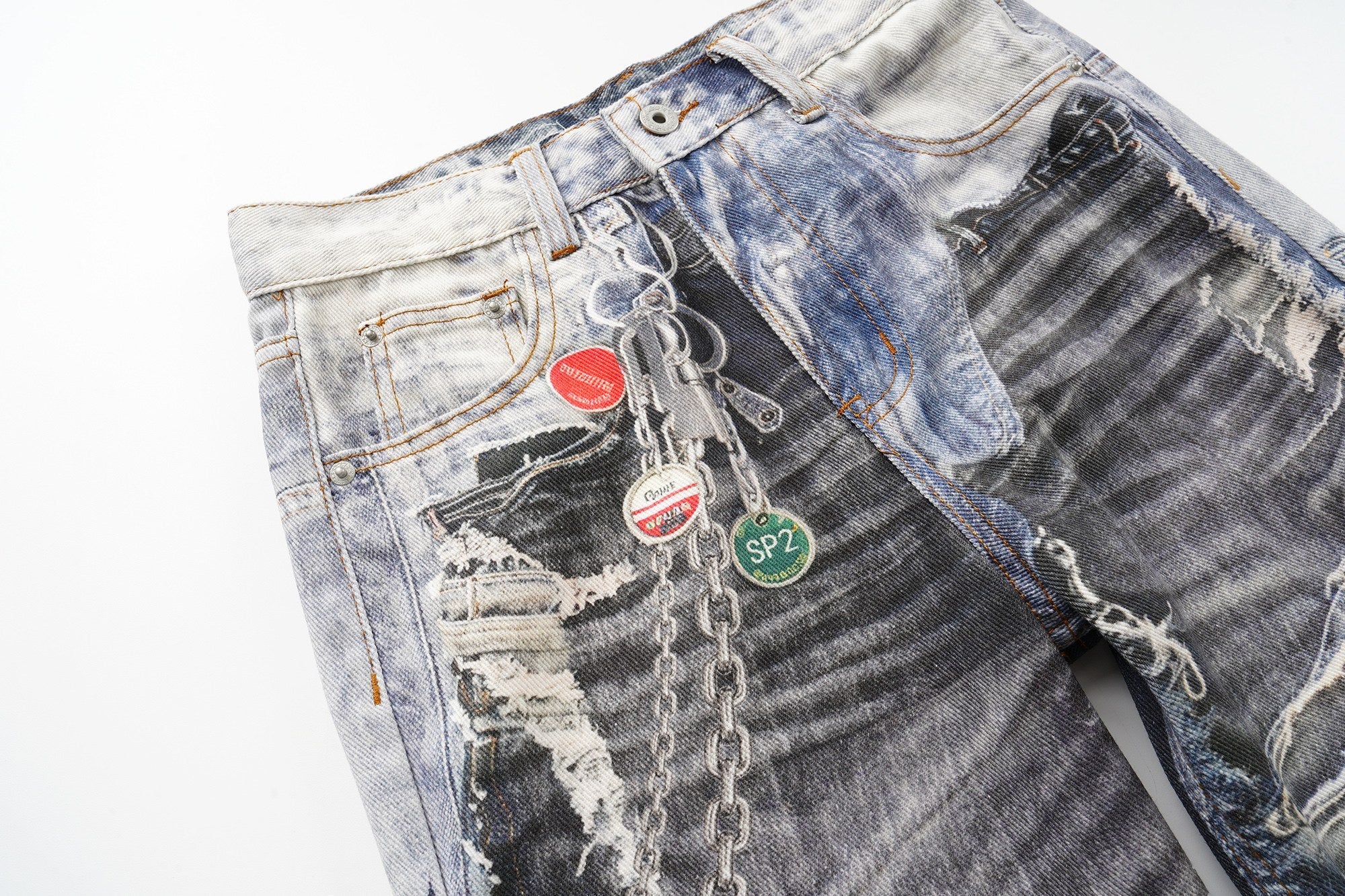 Omirad Distressed Patchwork Jeans