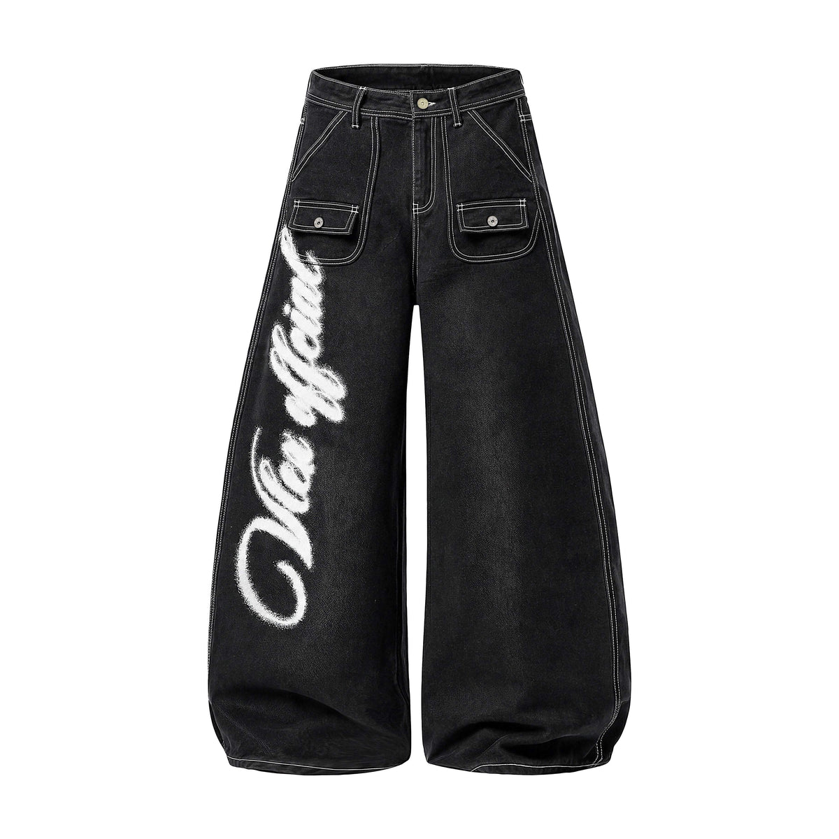 Omirad Angel Wing Graffiti Wide-Leg Jeans