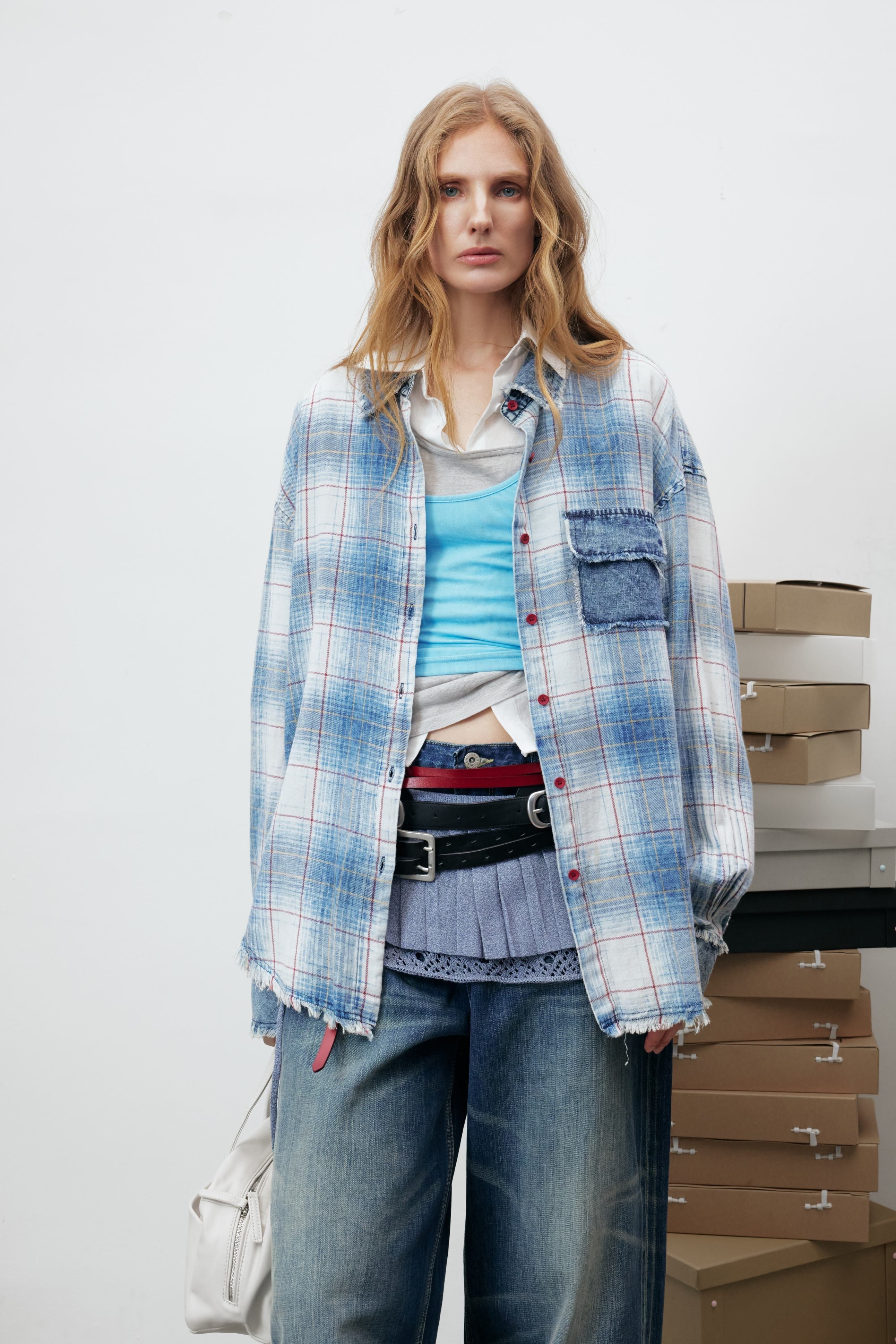 Omirad Vintage Plaid Flannel Shirt