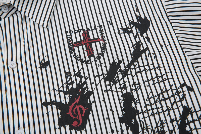 Omirad Ink-Splash Layered Stripe Shirt