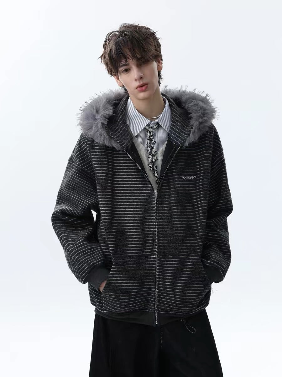 Omirad Striped Knit Zip Hoodie