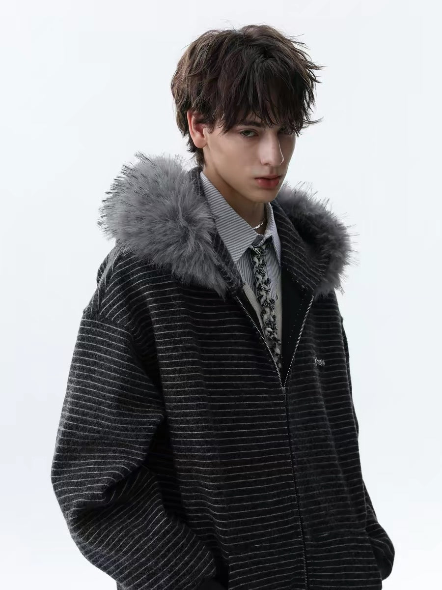 Omirad Striped Knit Zip Hoodie