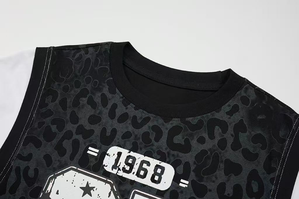 Omirad Leopard Mesh Layered Graphic T-Shirt
