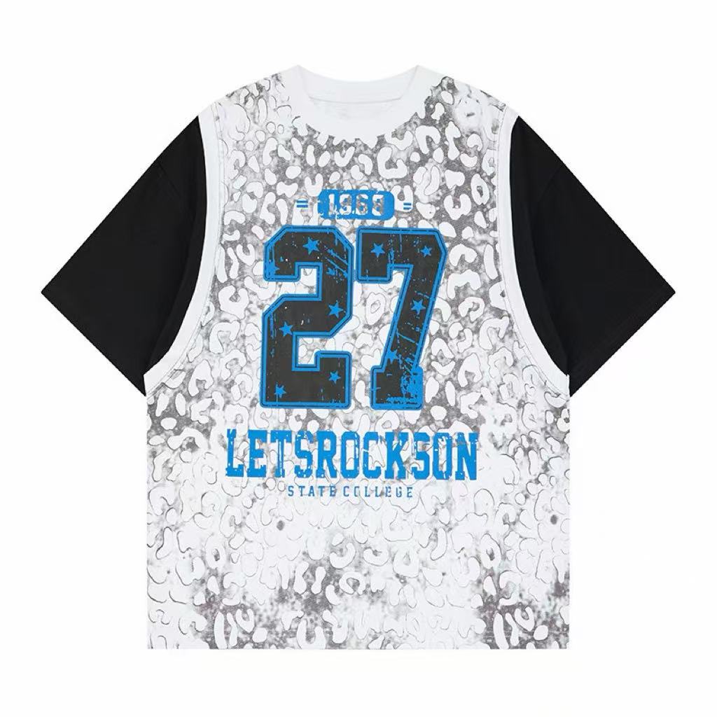 Omirad Leopard Mesh Layered Graphic T-Shirt