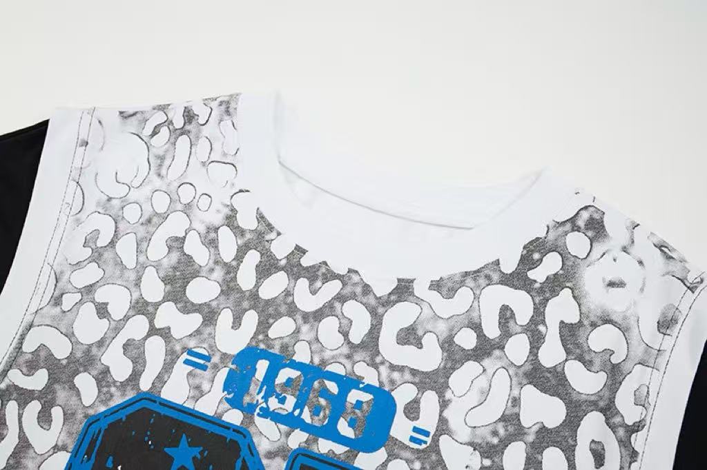 Omirad Leopard Mesh Layered Graphic T-Shirt