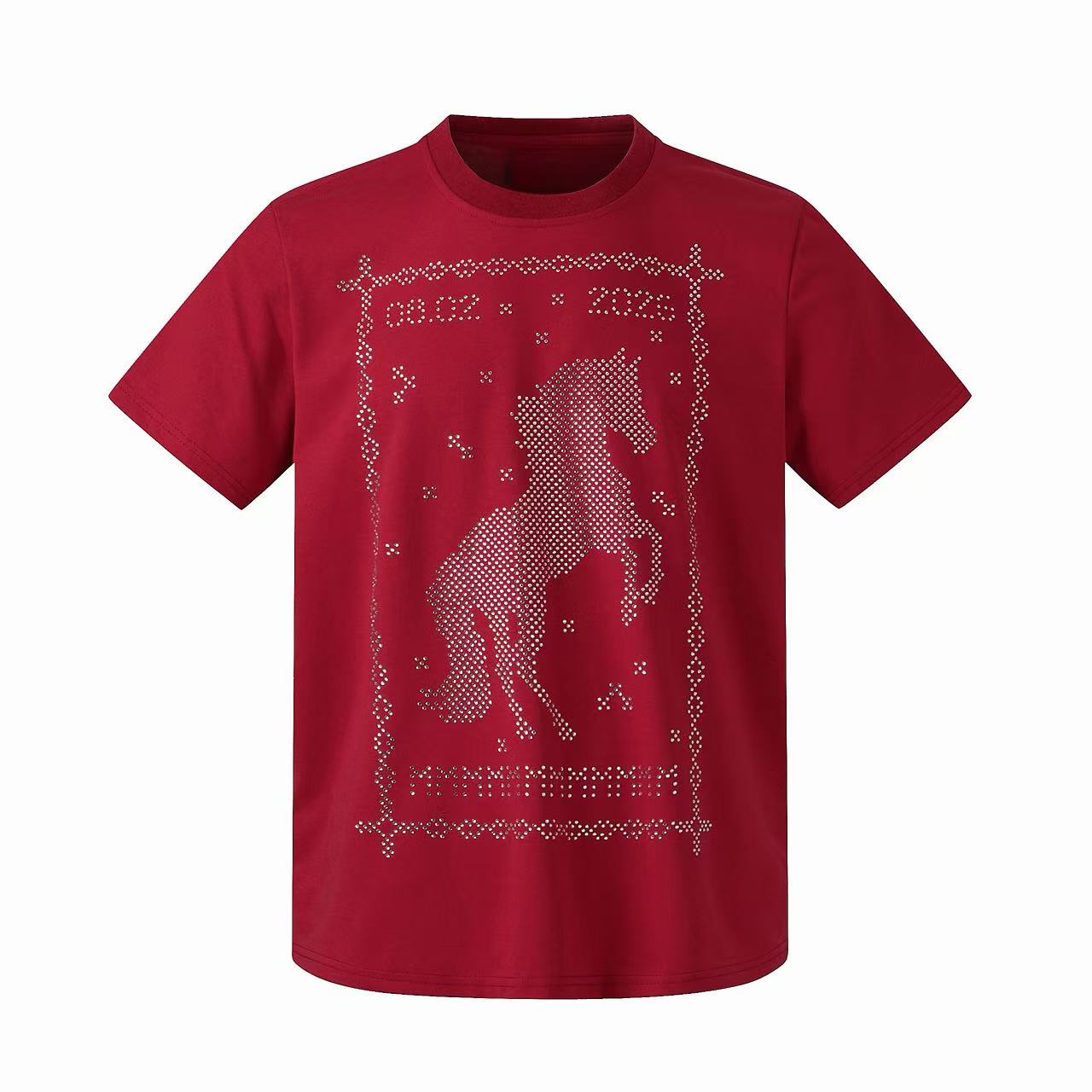 Omirad Rhinestone Horse Graphic T-Shirt