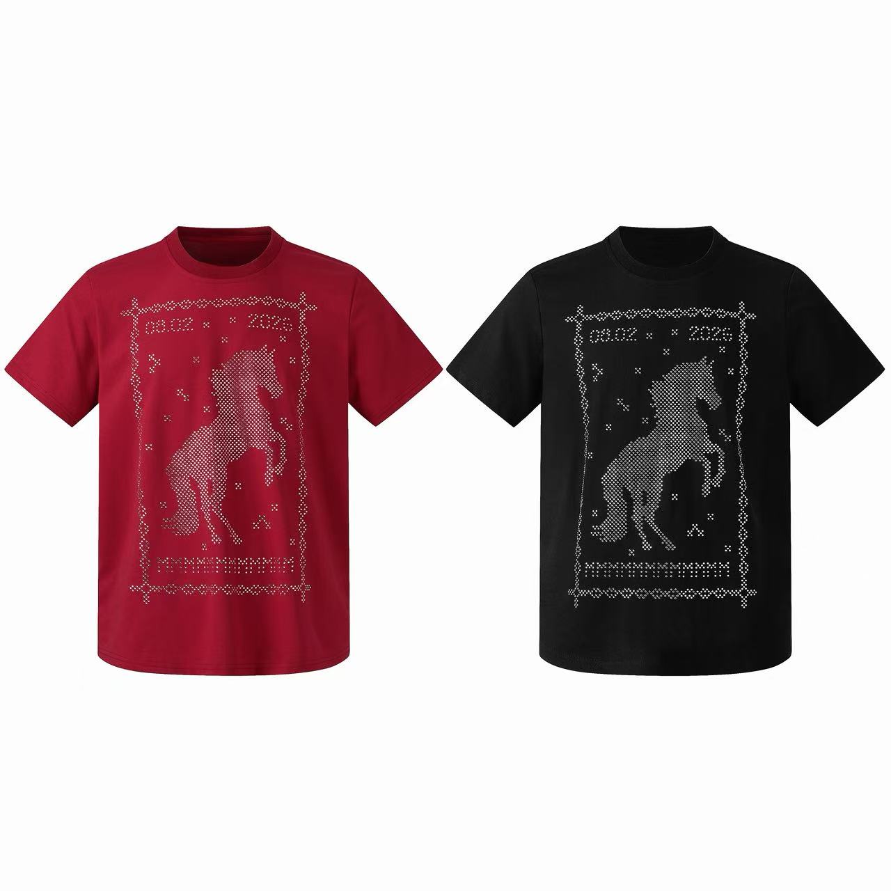 Omirad Rhinestone Horse Graphic T-Shirt