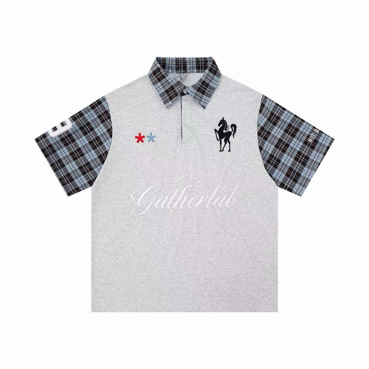 Omirad Plaid Sleeve Polo Shirt