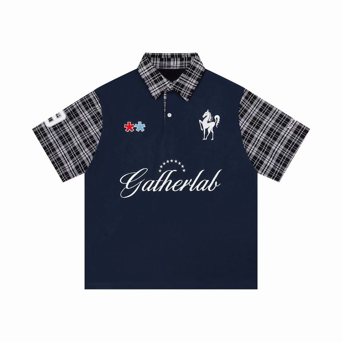 Omirad Plaid Sleeve Polo Shirt