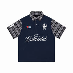 Omirad Plaid Sleeve Polo Shirt