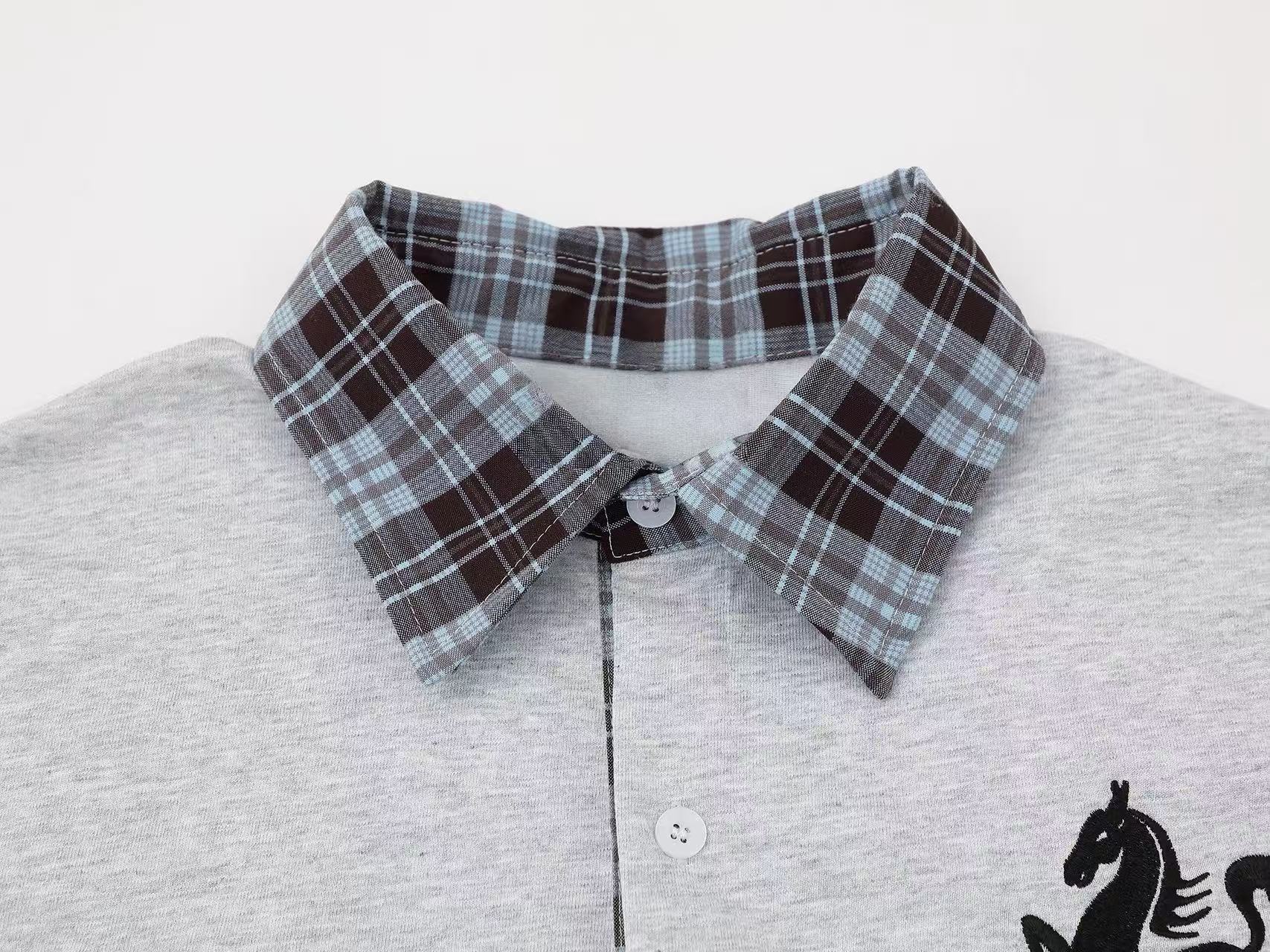 Omirad Plaid Sleeve Polo Shirt
