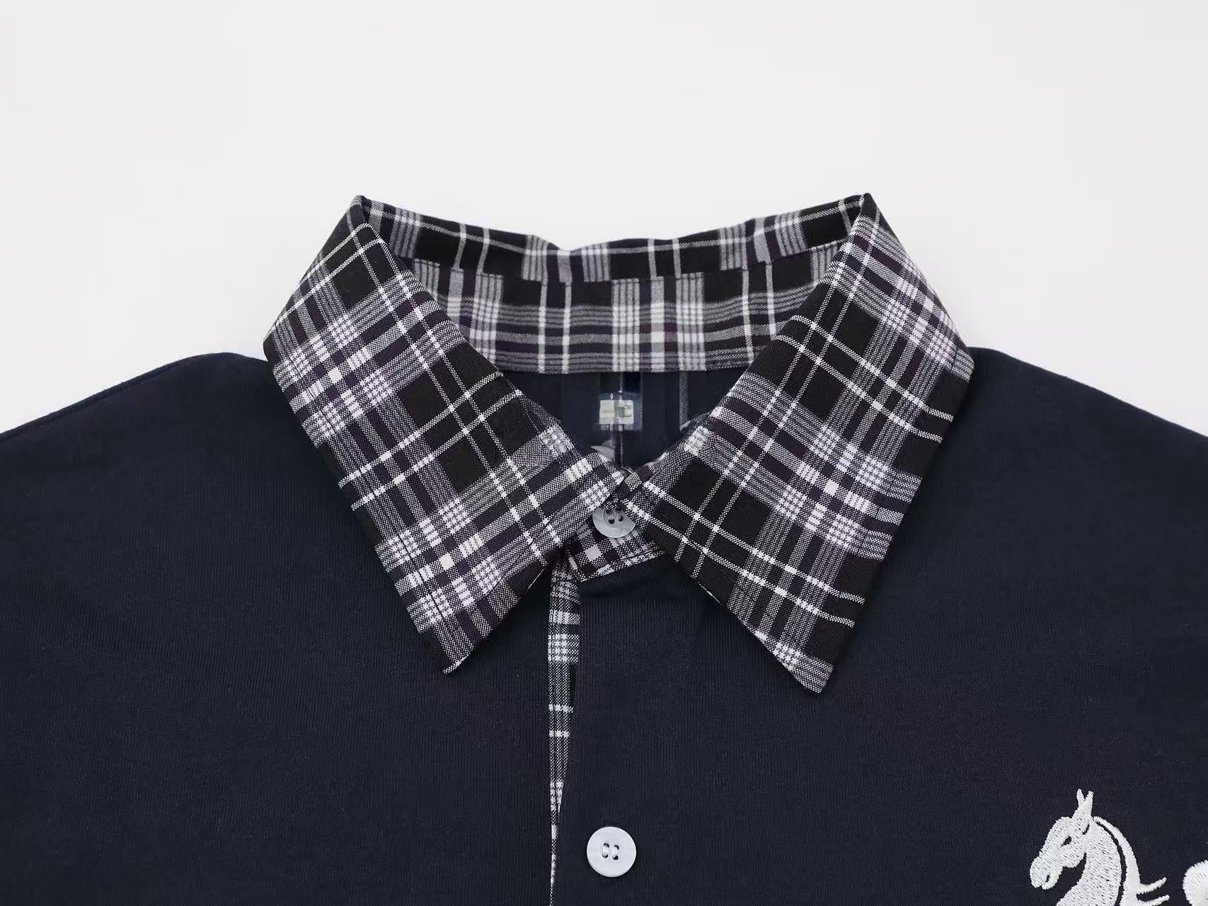 Omirad Plaid Sleeve Polo Shirt