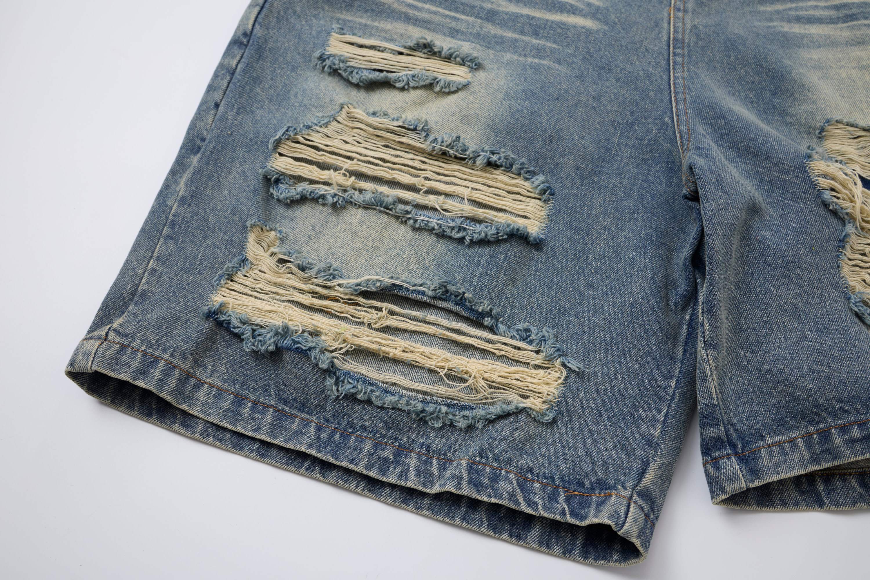 Omirad Distressed Layered Waist Denim Shorts