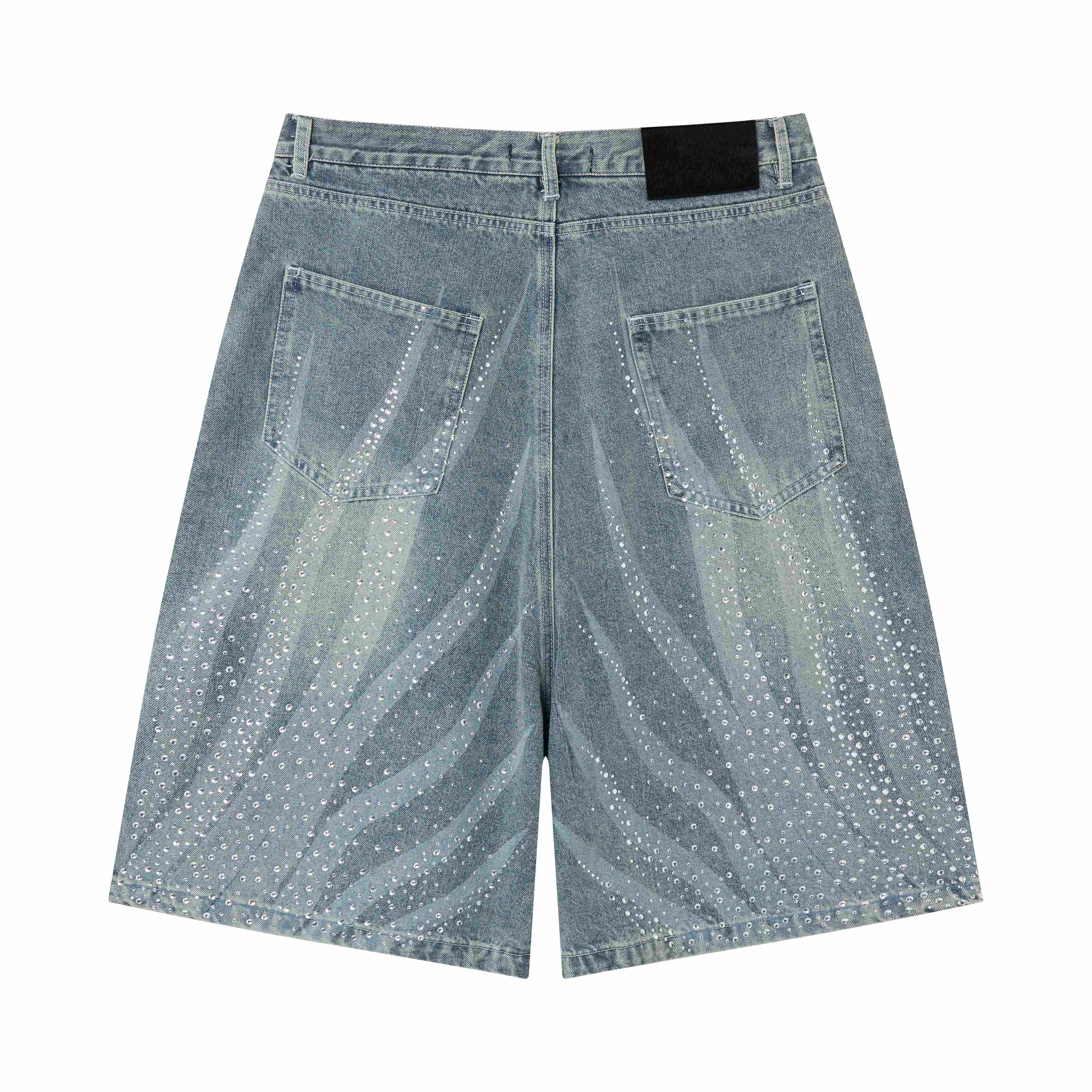 Omirad Rhinestone Wash Denim Shorts