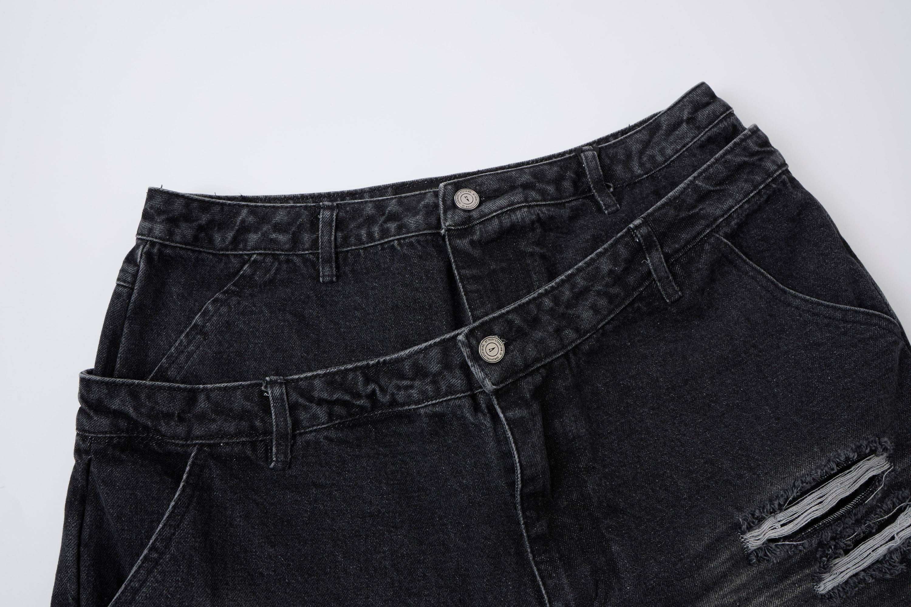Omirad Distressed Layered Waist Denim Shorts