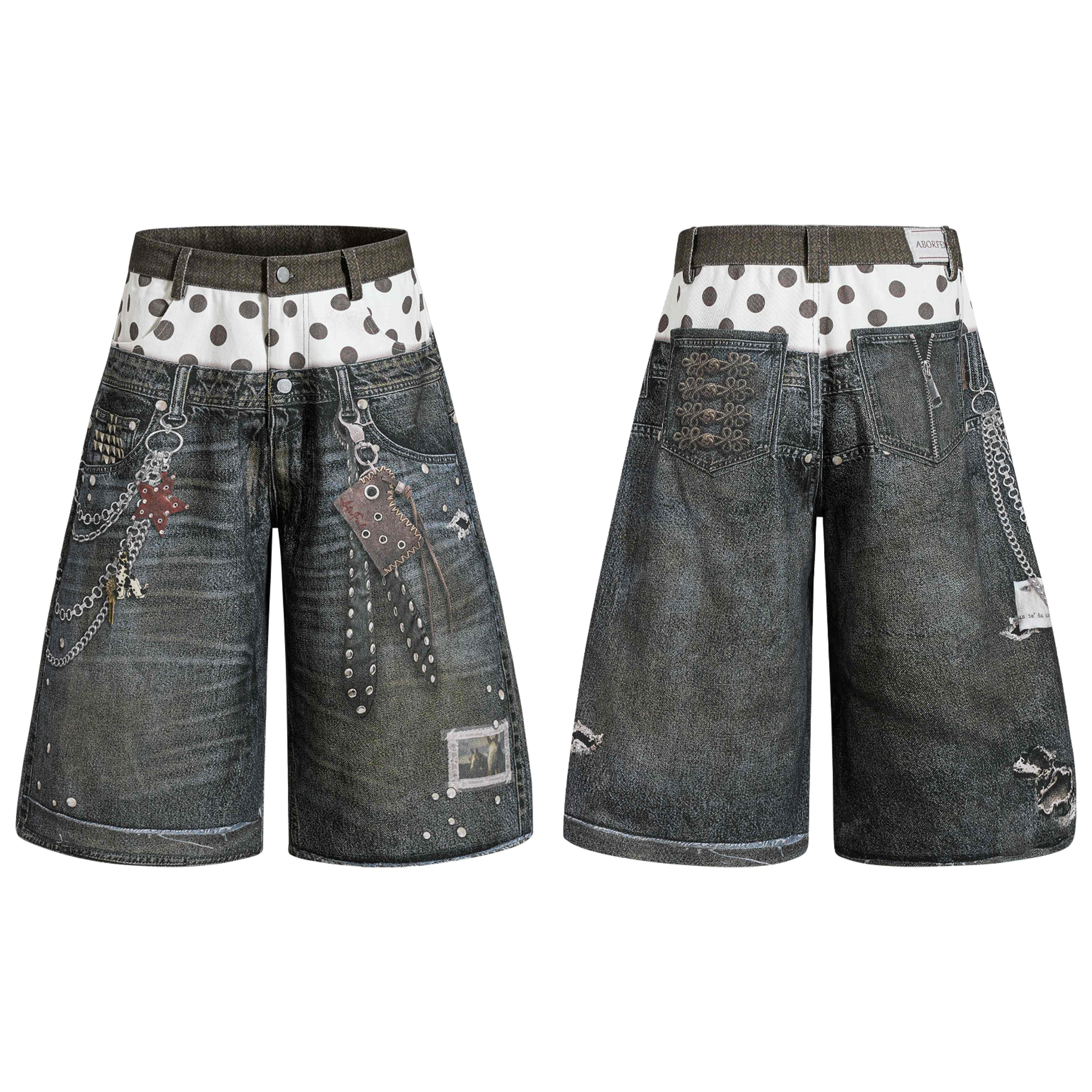 Omirad Layered Punk Denim Jorts