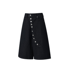 Omirad “Arc Button Wide Denim Shorts”