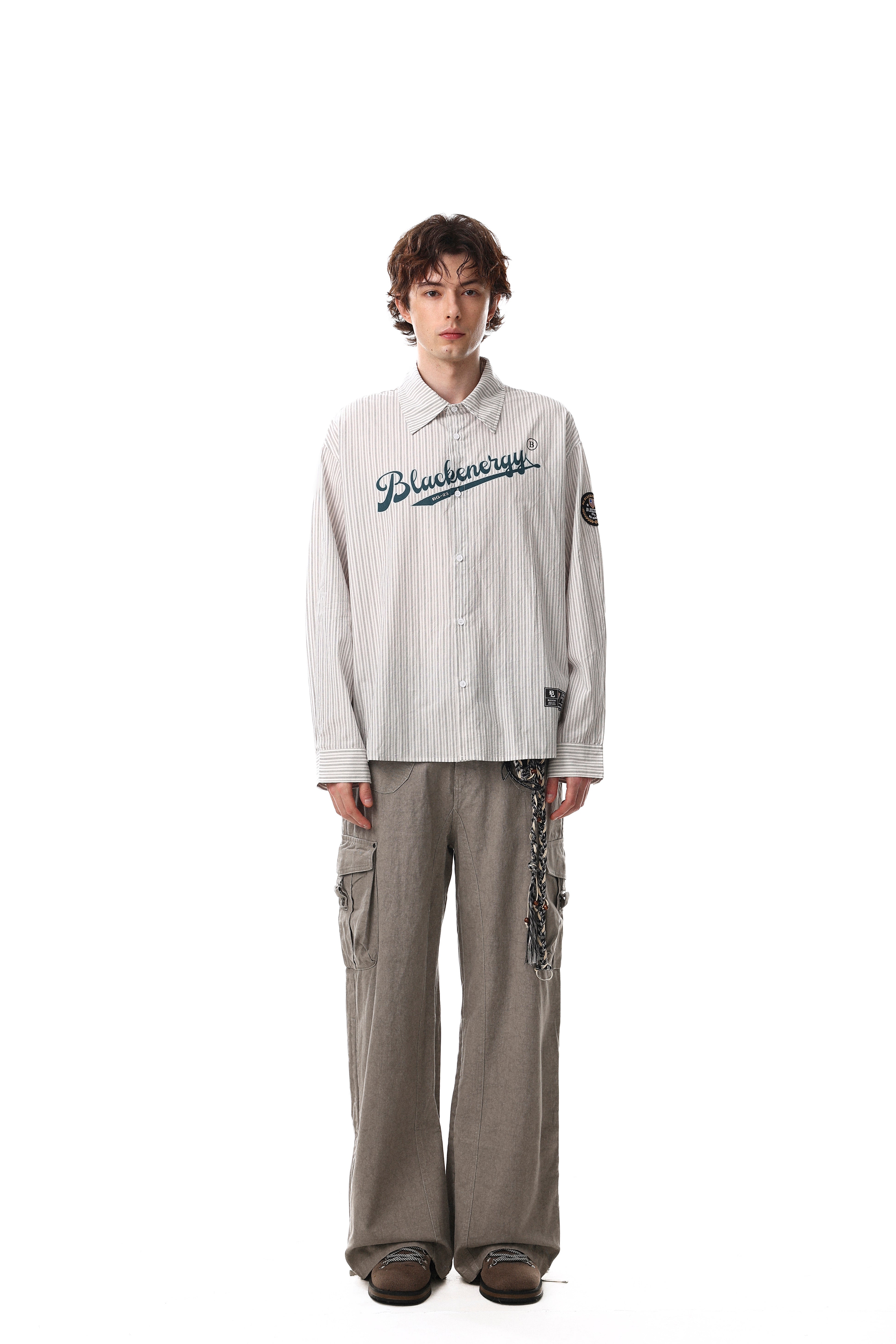 Omirad Striped Logo Button-Up Shirt
