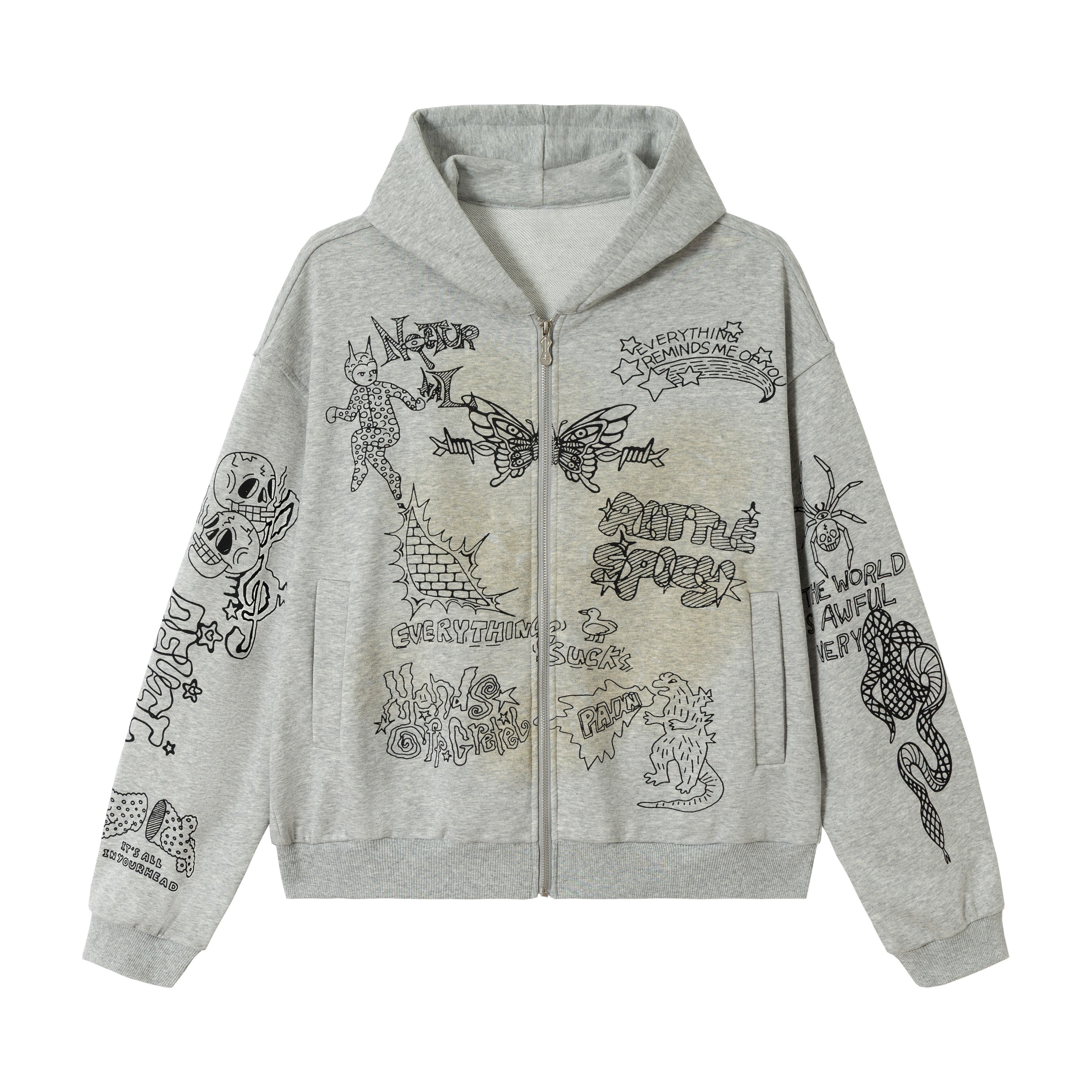 Omirad Doodle Graphic Zip Hoodie