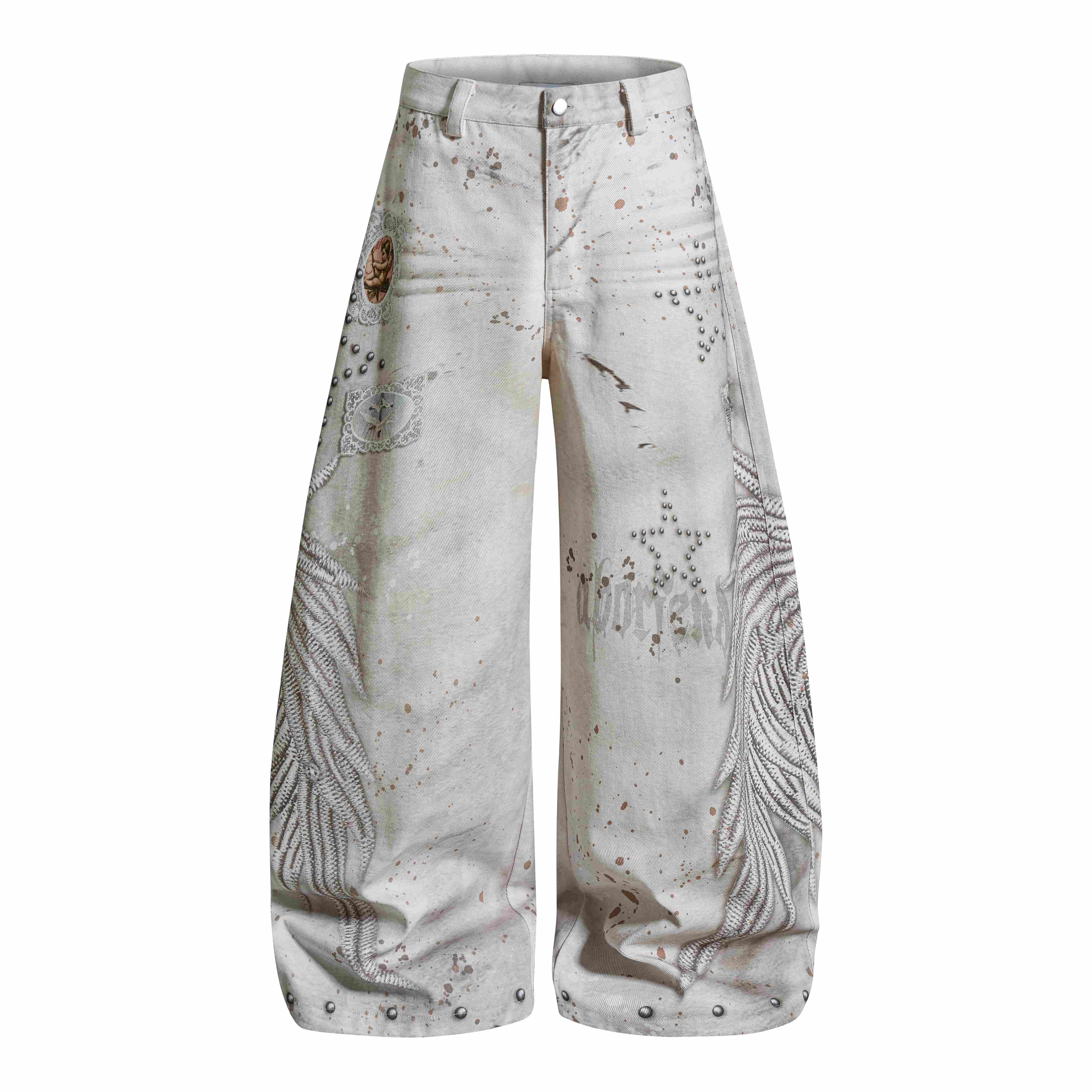 Omirad Vintage Angel Wing Balloon Jeans