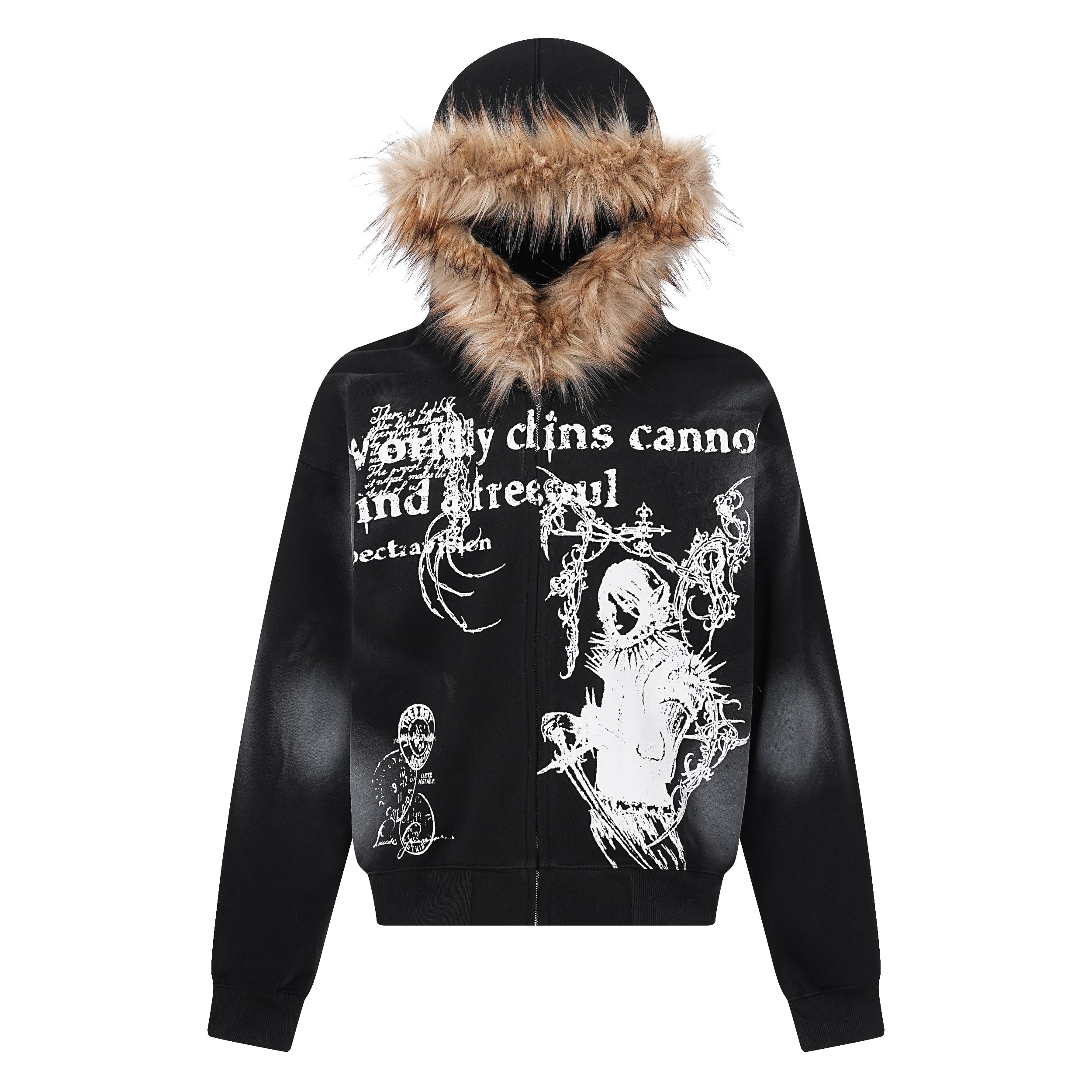 Omirad Gothic Fur-Trim Zip-Up Hoodie
