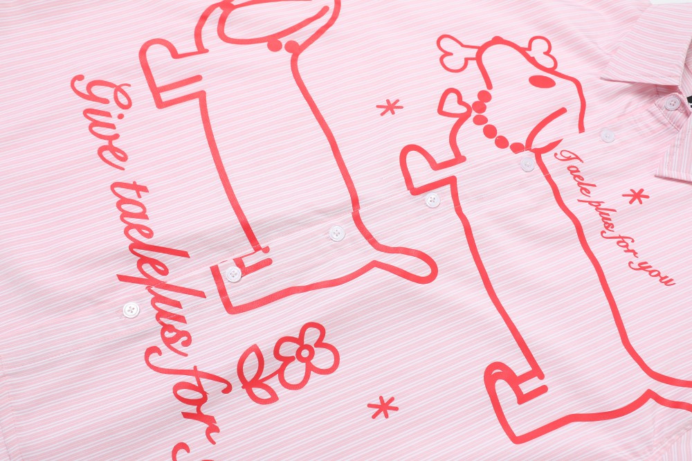 Omirad “Puppy For You” Striped Short-Sleeve Shirt
