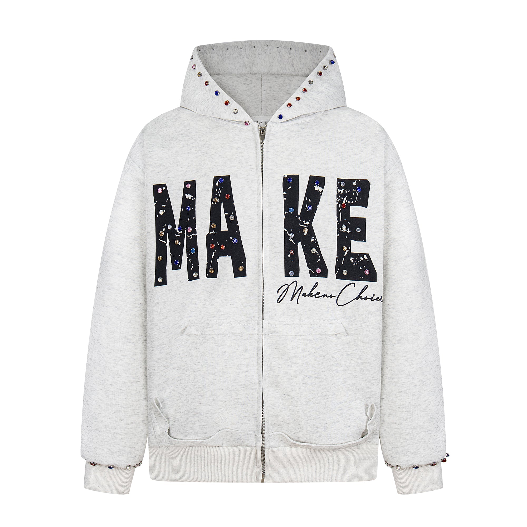 Omirad “MAKE” Studded Zip Hoodie