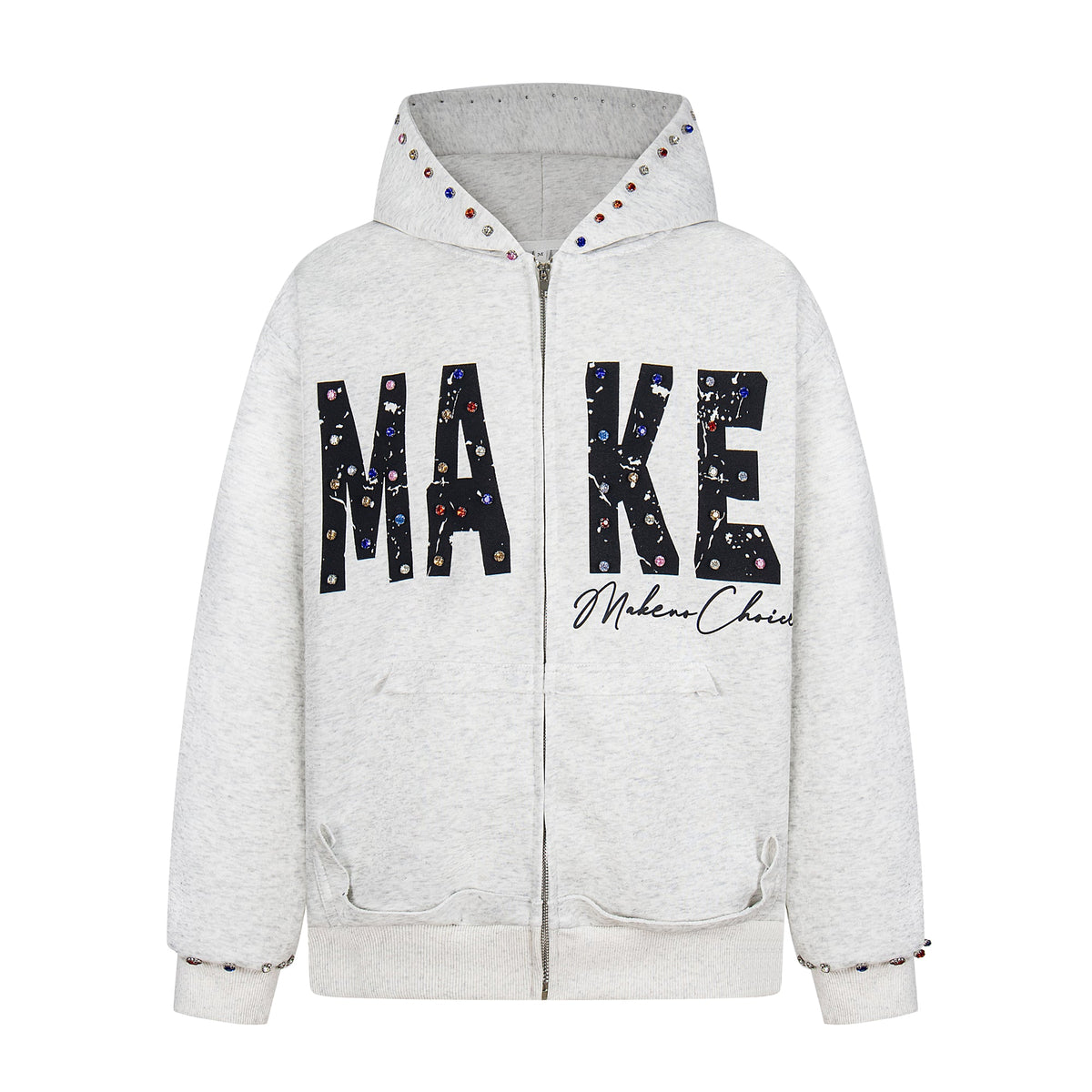 Omirad “MAKE” Studded Zip Hoodie