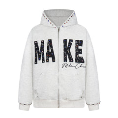 Omirad “MAKE” Studded Zip Hoodie