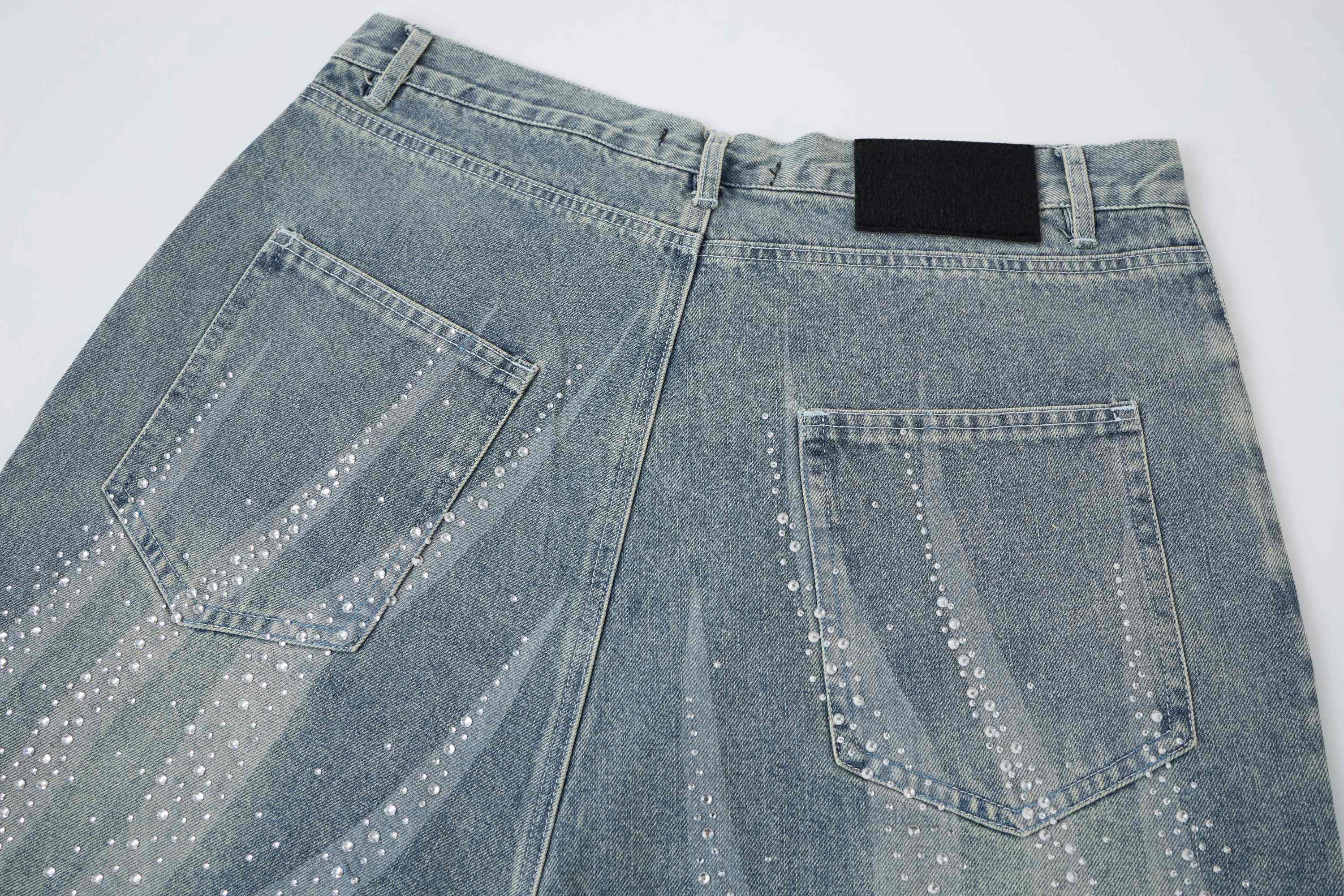 Omirad Rhinestone Wash Denim Shorts