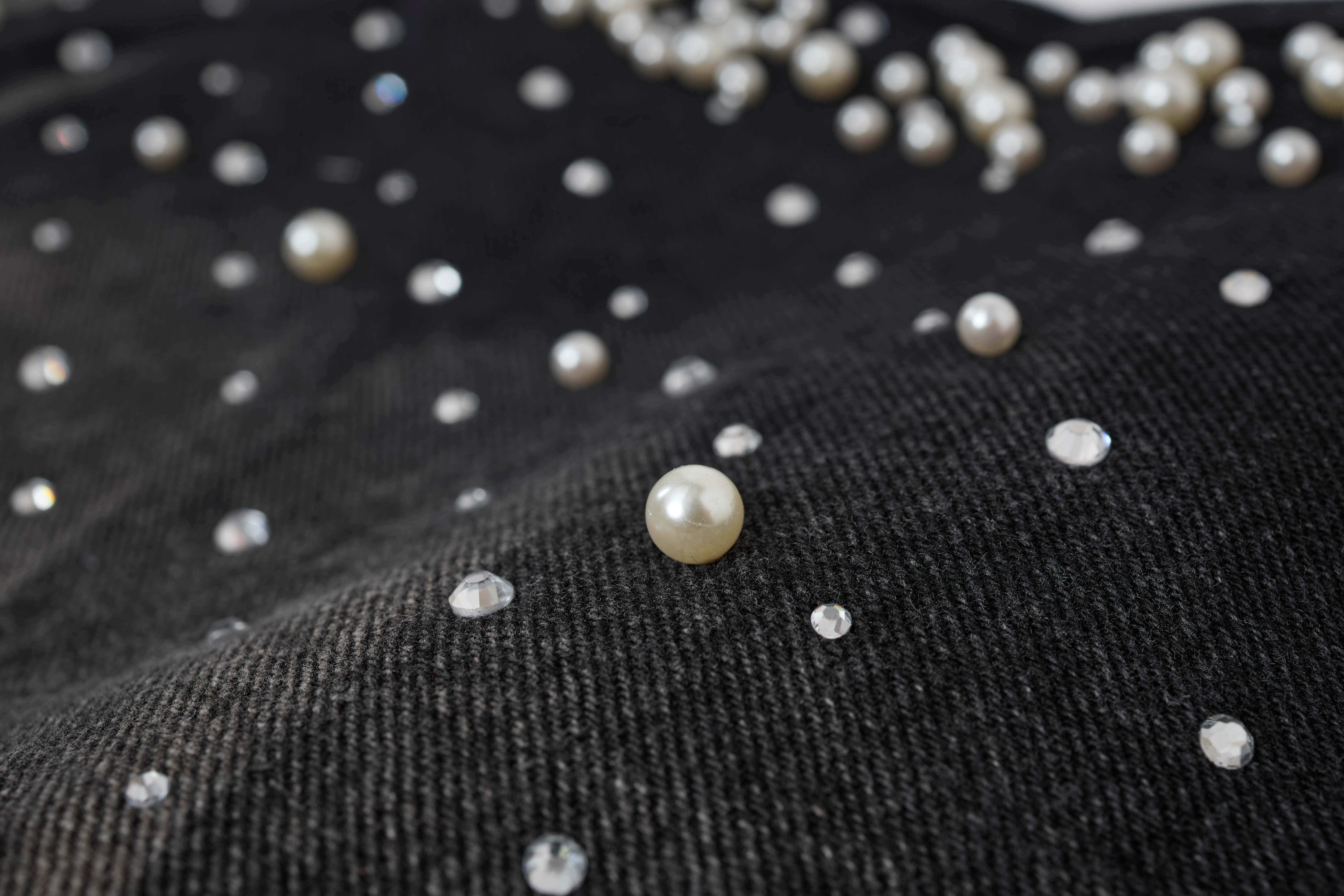 Omirad Pearl Studded Denim Shorts