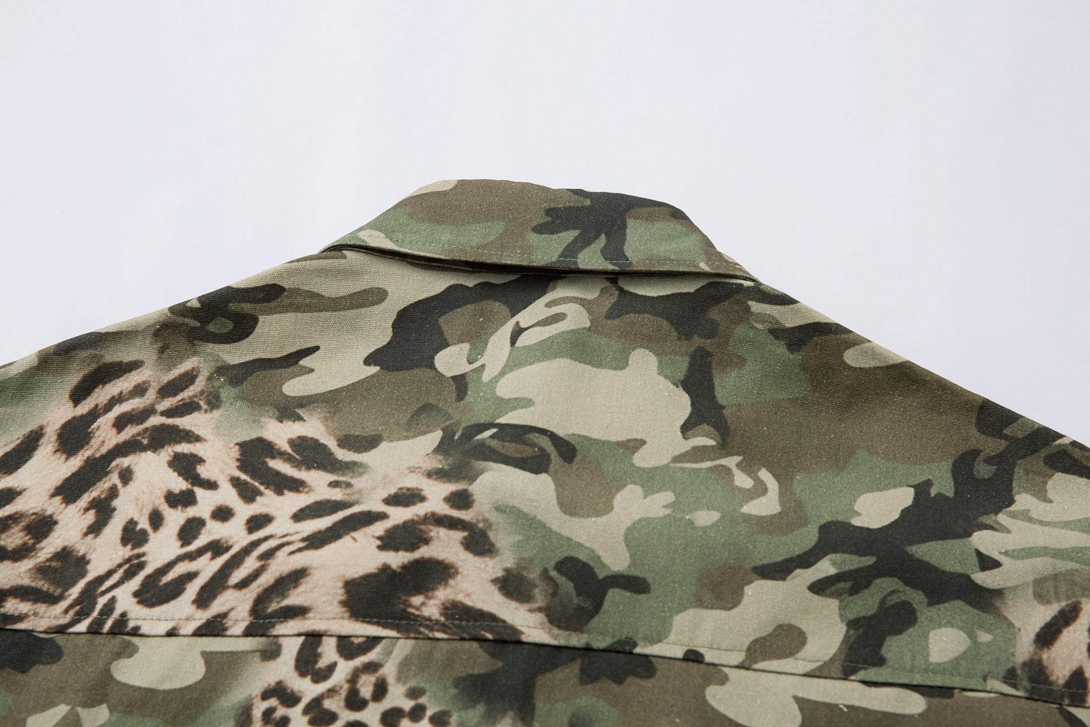 Omirad Layered Camo-Leopard Short-Sleeve Shirt
